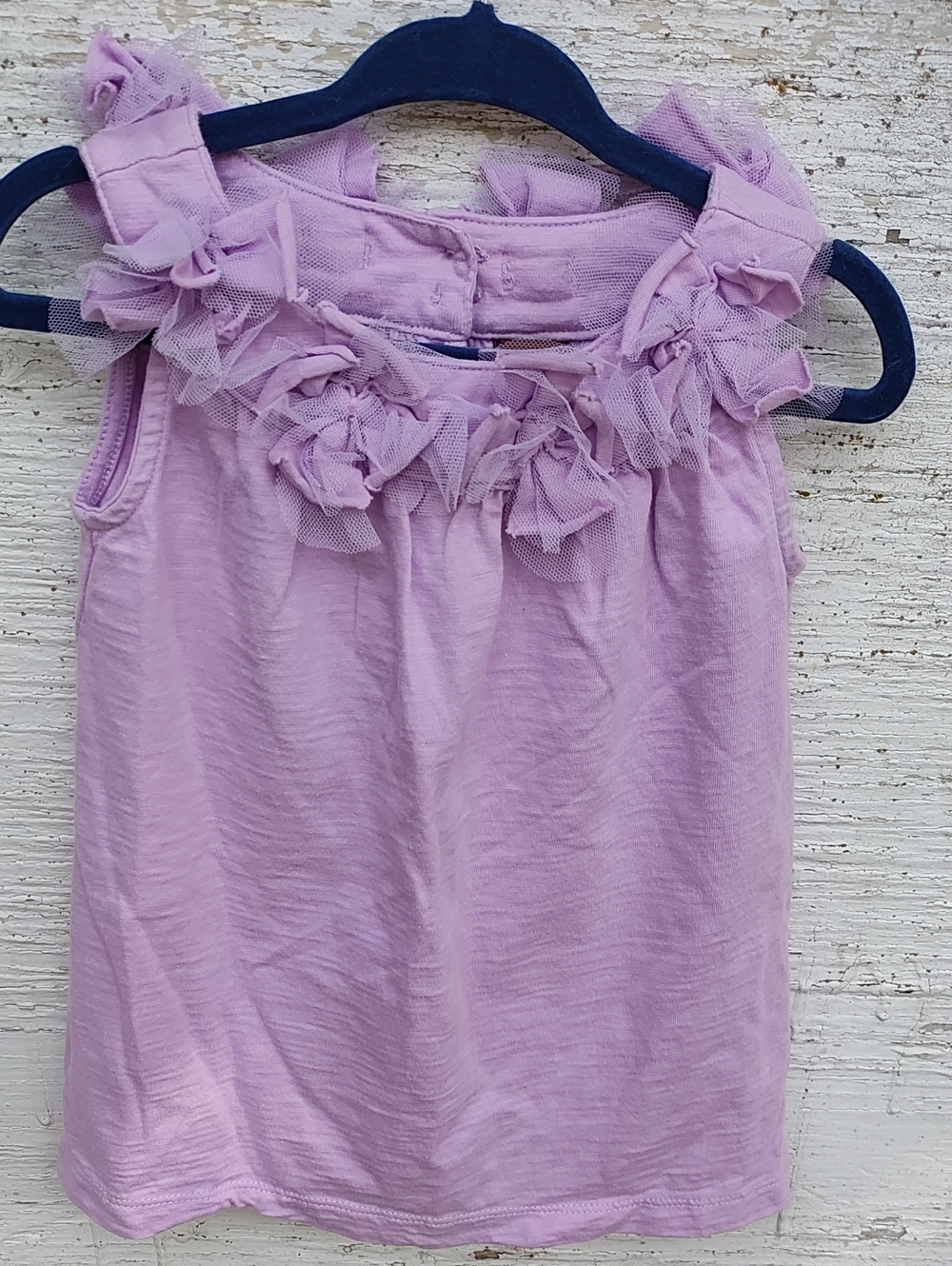 Tea Collection Lavender Floral Tulle Ruffle Tank Dress